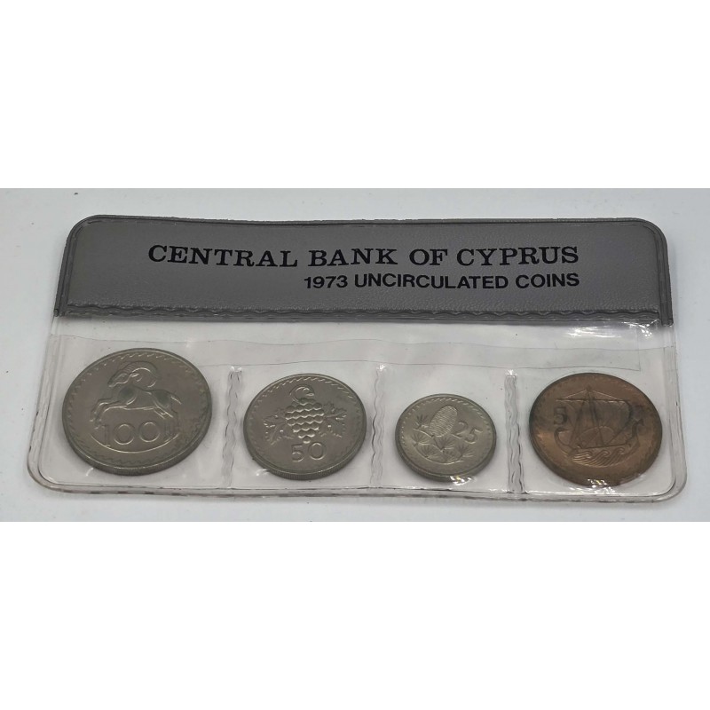 CYPRUS 1973 COMPLETE YEAR SET MILS COINS IN ORIGINAL WALLET CASE WORLD COINS