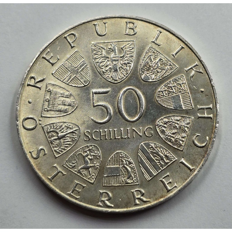 AUSTRIA 1972 SILVER 50 SCHILLING COIN Salzburg University WORLD COINS