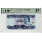 SOLOMON ISLANDS 2 5 10 DOLLARS 1977 - 1979 BANKNOTE SET MATCHING SERIAL NUMBERS QEII GRADED PMG WORLD BANKNOTES