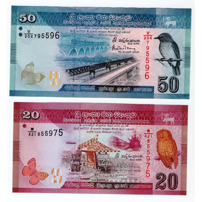 SRI LANKA 2015 - 2017 COMPLETE ANIMAL BANKNOTE SET 5000 1000 500 100 50 20 RUPEES UNC WORLD BANKNOTES