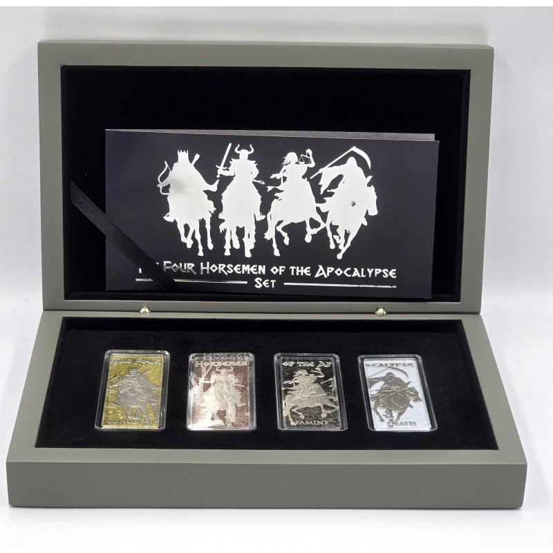 FOUR HORSEMEN OF THE APOCALYPSE Set 4 x 1 Oz Silver Coins Barbados 2024 GOLD AND SILVER BULLION