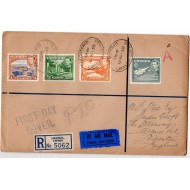 CYPRUS POSTAL HISTORY - KGVI 1938 REGISTERED LETTER COVER FDC 4 STAMP VALUES