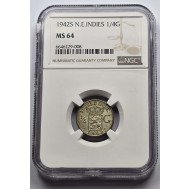 NETHERLANDS 1942 S COIN EAST INDIES 1/4 GULDEN NGC MS64