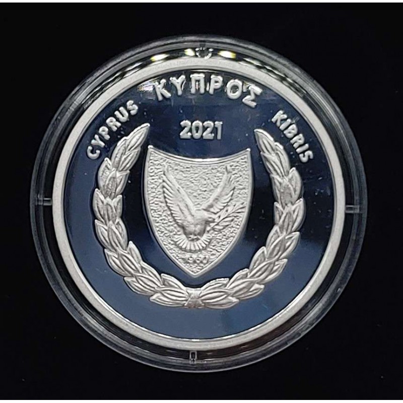CYPRUS 2021 SILVER PROOF 5 EURO UNESCO ANCIENT IDOL WORLD COINS