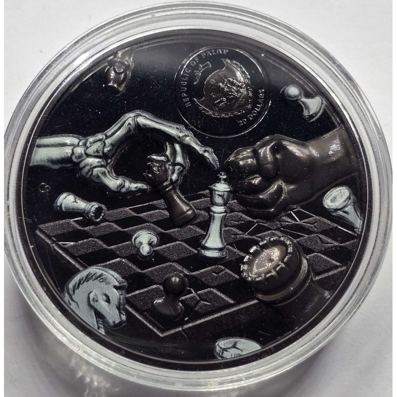 DARK CHECKMATE You Can't Cheat Death 3 Oz Silver Coin Palau 2021 GOLD AND SILVER BULLION