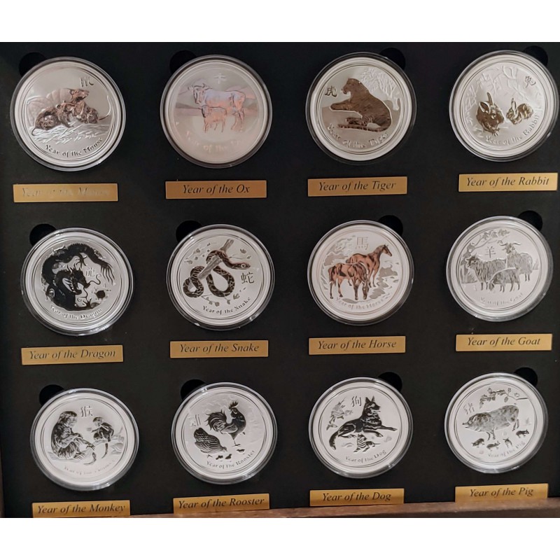 AUSTRALIA 2008 - 2019 LUNAR II SERIES SILVER PROOF COIN SET GOLD AND SILVER BULLION