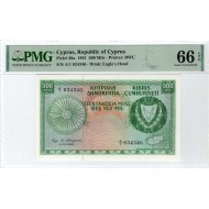 CYPRUS 500 MILS 1961 BANKNOTE P38a PMG 66 EPQ