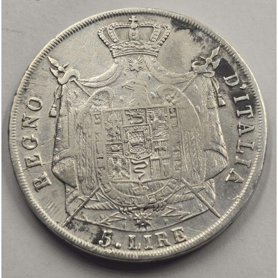Italy Napoleon Bonaparte Silver 5 Lire coin 1812 M