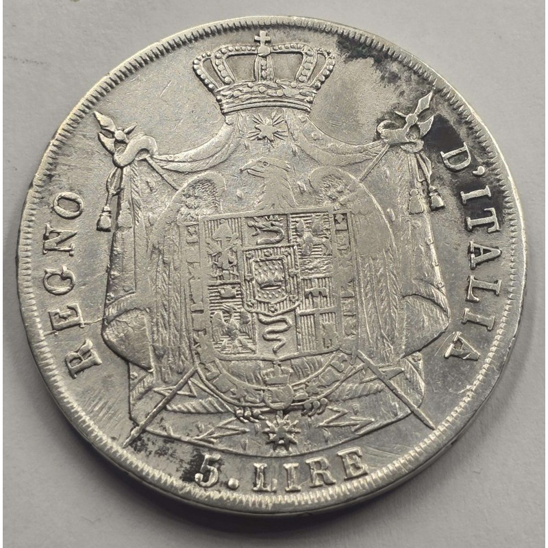 Italy Napoleon Bonaparte Silver 5 Lire coin 1812 M WORLD COINS