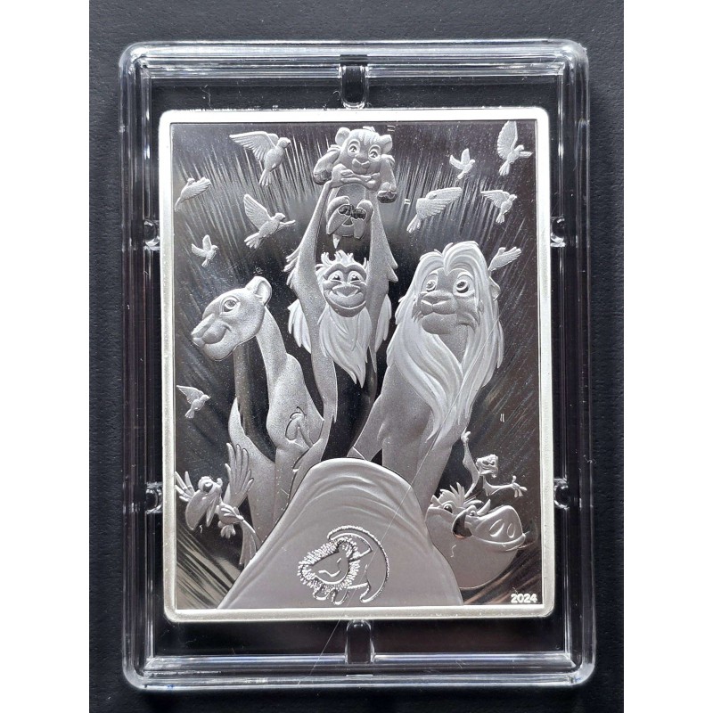 LION KING 30th Anniversary Silver Coin Bar 10€ Euro France 2024 WORLD COINS