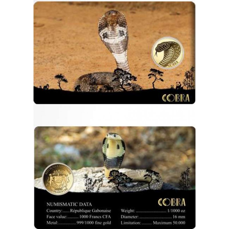 Big Five of Asia animals Cobra 1/1000 Oz Gold Coin GOLD AND SILVER BULLION