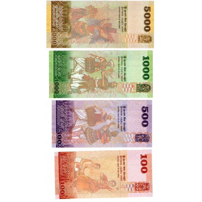 SRI LANKA 2015 - 2017 COMPLETE ANIMAL BANKNOTE SET 5000 1000 500 100 50 20 RUPEES UNC