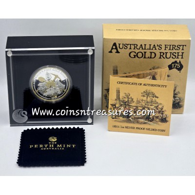 Australia's First Gold Rush 2026 1oz Silver Proof Gilded Coin