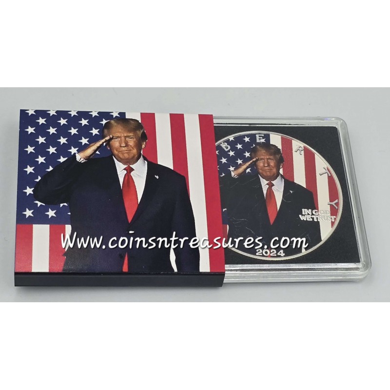 Trump Army 2024 1 oz American Silver Eagle Colorized Coin GOLD AND SILVER BULLION