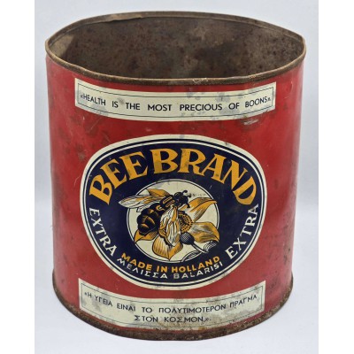 Cyprus Vintage 1960's BEE Brand Butter Large metal Tin