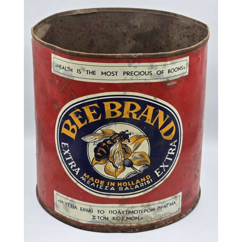 Cyprus Vintage 1960's BEE Brand Butter Large metal Tin ANTIQUES & OTHER COLLECTIBLES