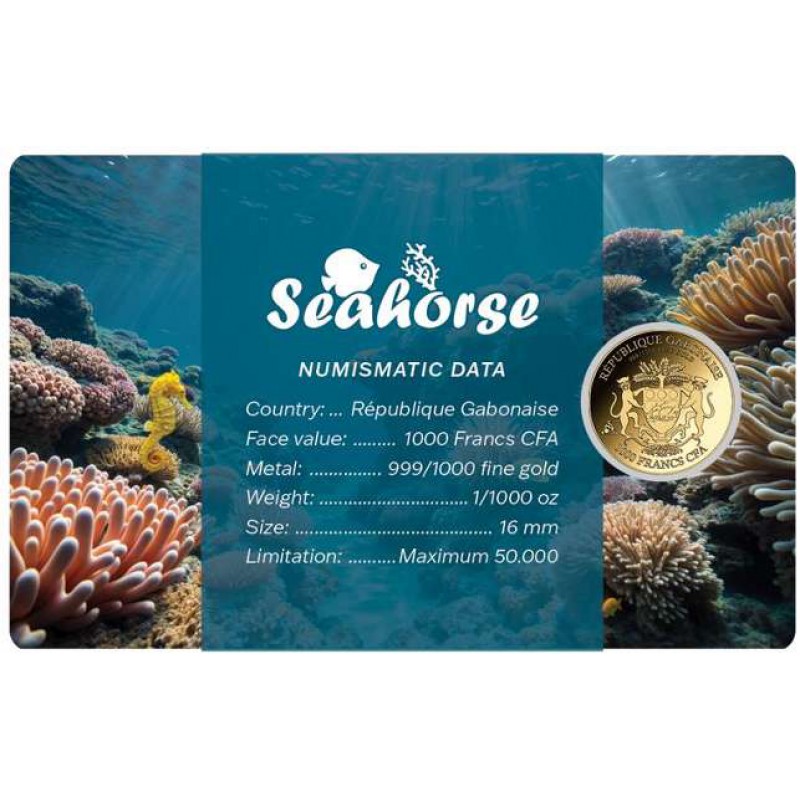 Seahorse 1/1000 Oz Gold coin 3000 Francs Chad 2025 GOLD AND SILVER BULLION