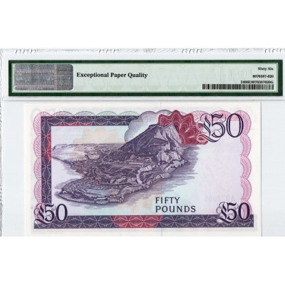 GIBRALTAR 1986 50 POUNDS QEII P24 PMG 66 EPQ BANKNOTE QUEEN ELIZABETH II