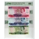 SOLOMON ISLANDS 2 5 10 DOLLARS 1977 - 1979 BANKNOTE SET MATCHING SERIAL NUMBERS QEII GRADED PMG WORLD BANKNOTES