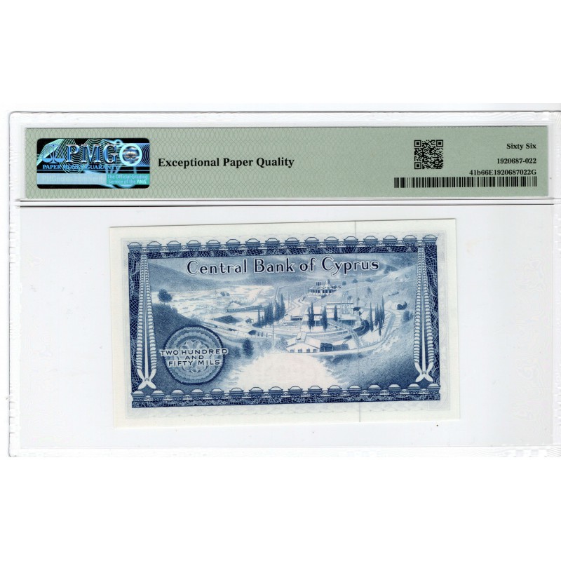 Cyprus 1974 250 Mils Banknote PMG 66 EPQ Pick 41b WORLD BANKNOTES