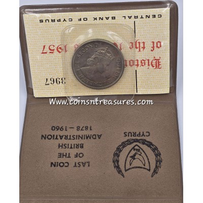 CYPRUS 1957 100 MILS COIN IN ORIGINAL WALLET