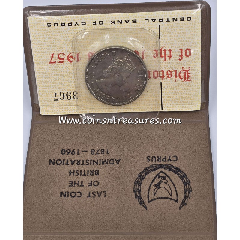 CYPRUS 1957 100 MILS COIN IN ORIGINAL WALLET WORLD COINS