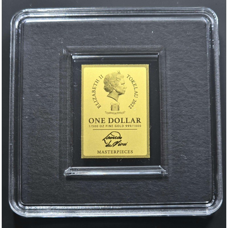 Tokelau Coin Bar 1/500 .999 Gold Mona Lisa Da Vinci GOLD AND SILVER BULLION