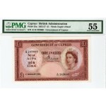 CYPRUS 1 POUND 1956 QUEEN ELIZABETH QEII PMG 55 p35a RARE WORLD BANKNOTES