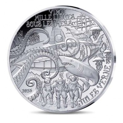 France 2025 Jules Verne 20,000 LEAGUES UNDER THE SEA Proof Silver Coin
