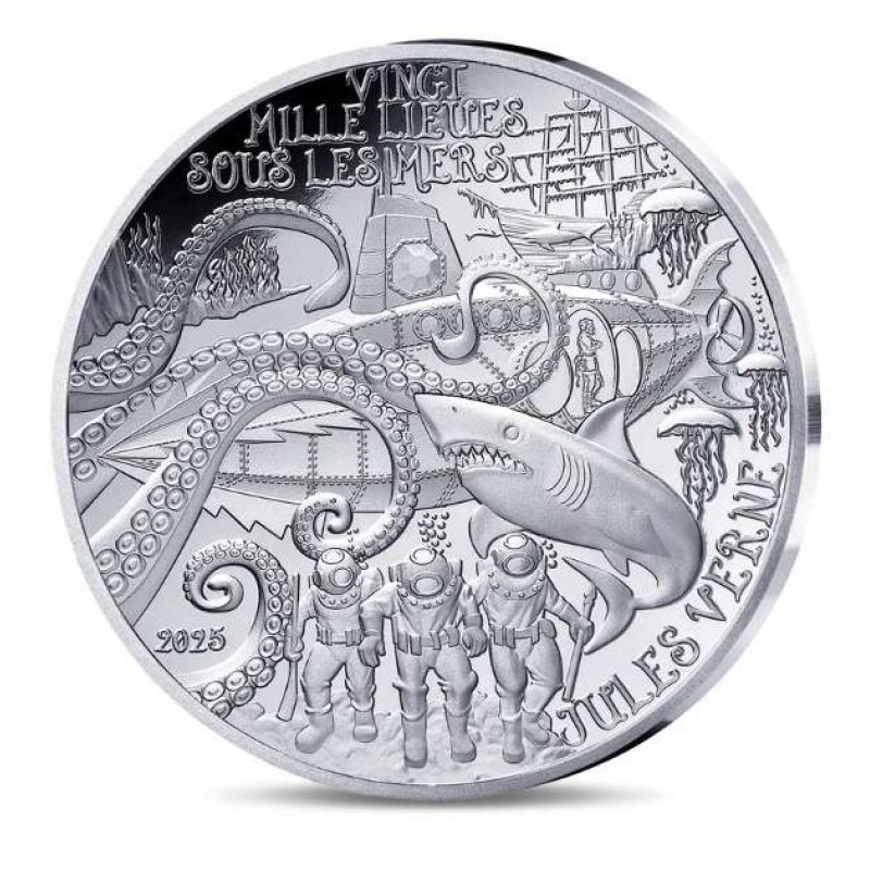 France 2025 Jules Verne 20,000 LEAGUES UNDER THE SEA Proof Silver Coin WORLD COINS