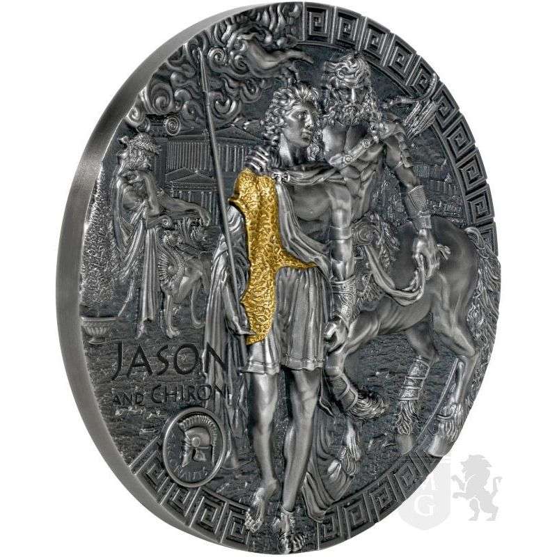 JASON AND CHIRON ARGONAUTS SERIES 2022 2 OZ NIUE ULTRA HIGH RELIEF ANTIQUE FINISH SILVER COIN GOLD AND SILVER BULLION
