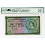 CYPRUS 5 POUNDS 1956 QUEEN ELIZABETH QEII PMG 53 p36a RARE WORLD BANKNOTES