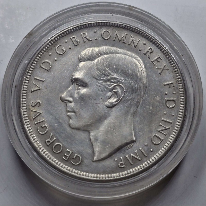 AUSTRALIA ONE CROWN 1937 SILVER COIN OF KGVI WORLD COINS