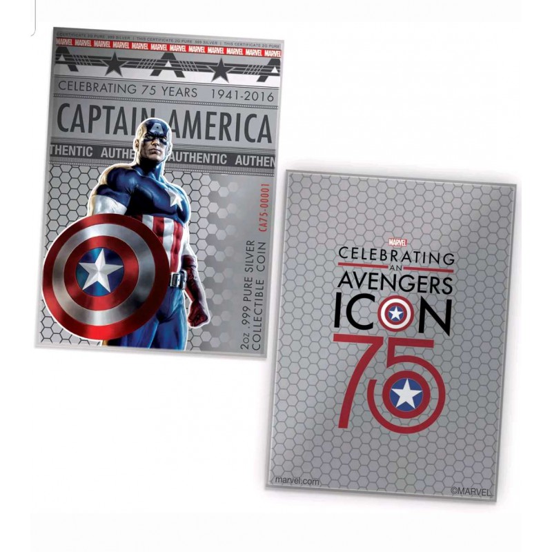 2016 $2 CAPTAIN AMERICA SHIELD, 75TH ANNIVERSARY SILVER 2 OZ FIJI GOLD AND SILVER BULLION