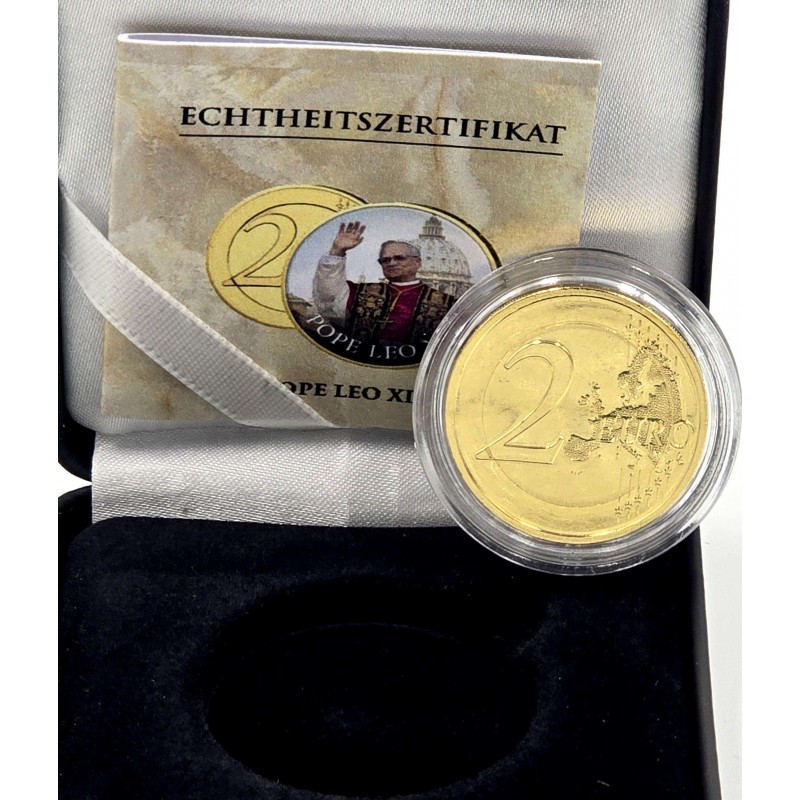 Pope Leo XIV 2 euro 2025 Gold Gilded color Coin WORLD COINS