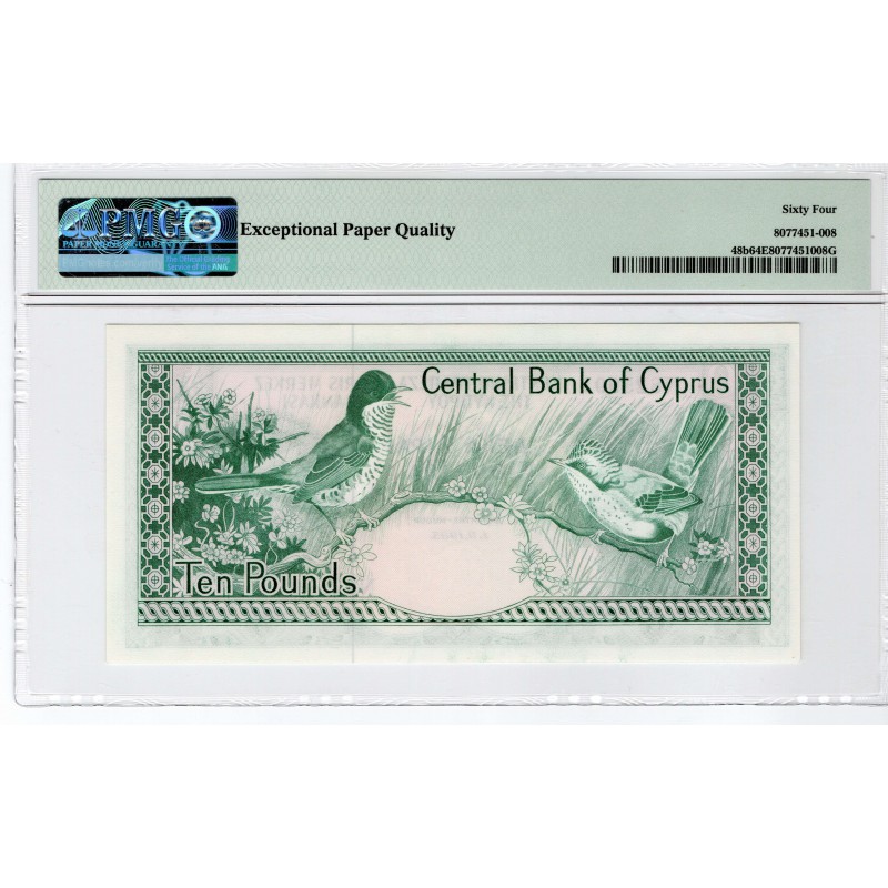 CYPRUS 10 POUNDS 1983 BANKNOTE PMG 64 EPQ p48b WORLD BANKNOTES