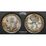 UK GREAT BRITAIN SILVER 3 PENCE 1913 NGC MS 67 POP 1