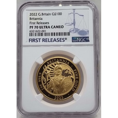UK Great Britain 2022 Gold Proof 100 Pounds 1oz Britannia NGC PF70 FIRST RELEASE
