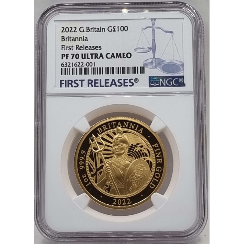 UK Great Britain 2022 Gold Proof 100 Pounds 1oz Britannia NGC PF70 FIRST RELEASE WORLD COINS