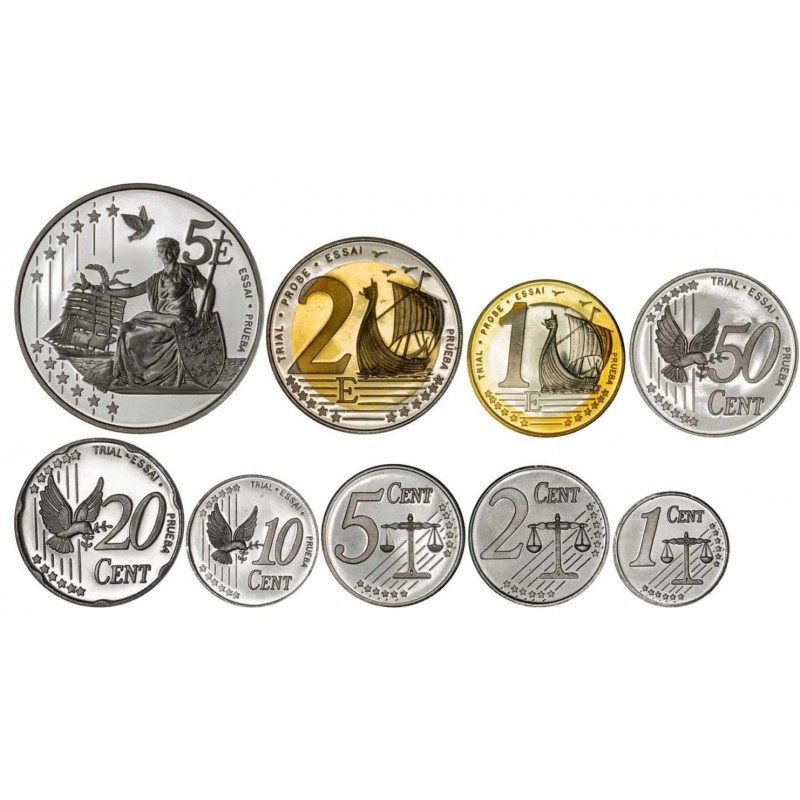 Denmark 2002 Silver Proof Euro Trial Coin Set WORLD COINS