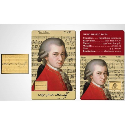 Mozart Classical Composer 1/1000 Oz Gold Coin card