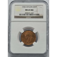 Ceylon Cent 1926 KGV Red UNC coin NGC MS65 RD