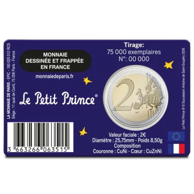 France 2026 The Little Prince 4 x coin cards 2 euro Coins WORLD COINS