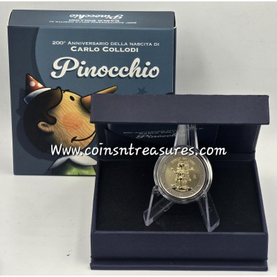 Italy 2 Euro coin Pinocchio 2026 REVERSE Proof BE