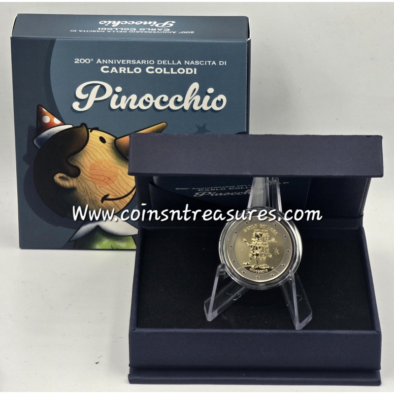 Italy 2 Euro coin Pinocchio 2026 REVERSE Proof BE WORLD COINS