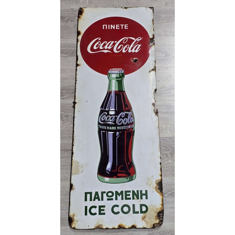 Cyprus Vintage Coca Cola Rare Enamel Advertising Sign 1951 ANTIQUES & OTHER COLLECTIBLES