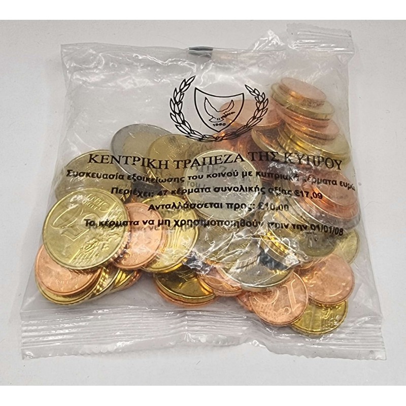 CYPRUS 2008 STARTER KIT COMPLETE YEAR EURO SET SEALED CYPRUS FIRST ISSUE WORLD COINS