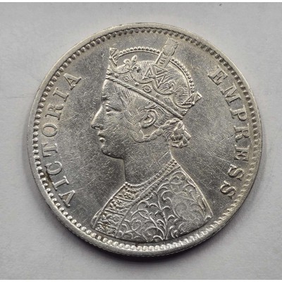 British India Silver 1 rupee 1892 C Victoria Gothic style