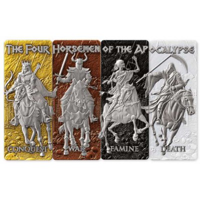 FOUR HORSEMEN OF THE APOCALYPSE Set 4 x 1 Oz Silver Coins Barbados 2024