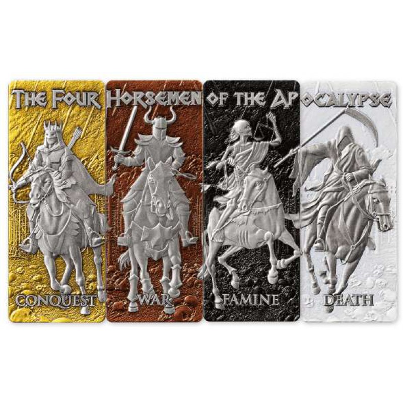 FOUR HORSEMEN OF THE APOCALYPSE Set 4 x 1 Oz Silver Coins Barbados 2024 GOLD AND SILVER BULLION